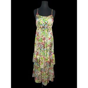 Old Navy Floral Tiered‎ Maxi Slip Dress Womens M Fairy Cottagecore Romantic Boho